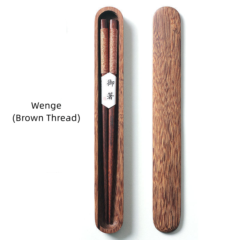 Handcrafted Wooden Chopsticks with Decorative Thread & Gift Box for Asian Dining