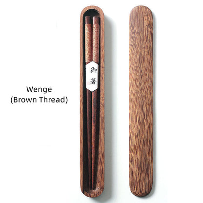 Handcrafted Wooden Chopsticks with Decorative Thread & Gift Box for Asian Dining