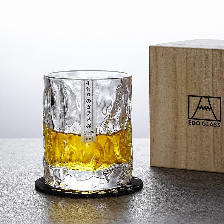 Hand-Cut Crystal Whiskey Glass with Geometric Faceted Design for Spirits & Bourbon