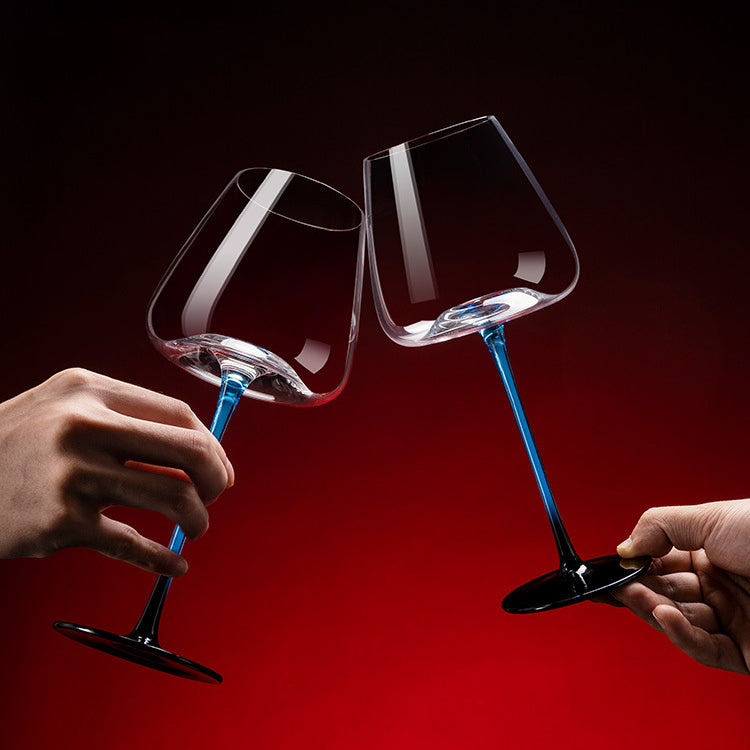 Hand-Painted Stemmed Aerating Decanter & Glassware Set for Red Wine Service | Home Bar & Dining Collection