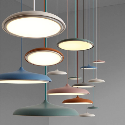 Slimline LED Disc Ceiling Light 10 in Black Metal Acrylic for Kitchen Island Dining Table Contemporary Scandinavian Minimalist Suspended Fix