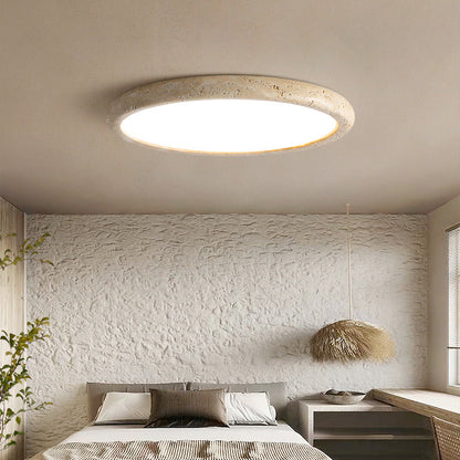 Plafonnier LED rond en pierre, 15-23 po, lumière chaude, luminaire en travertin naturel, design minimaliste moderne pour chambre, salon, couloir, entrée