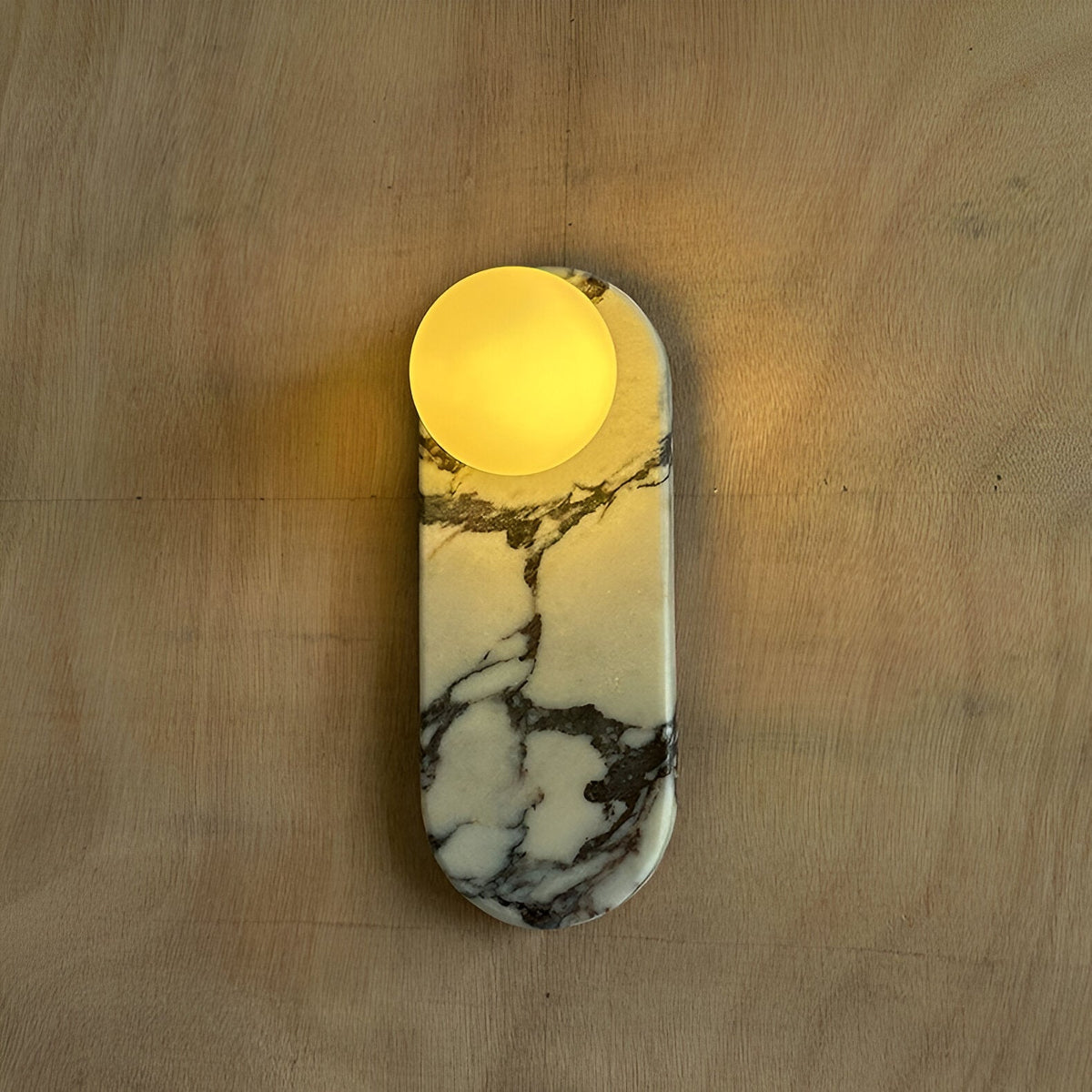 Sculptural Stone & Glass Sconce Light with Warm LED Glow for Hallway Living Room Bedroom Entryway Interior Accent Lighting Modern Minimalist