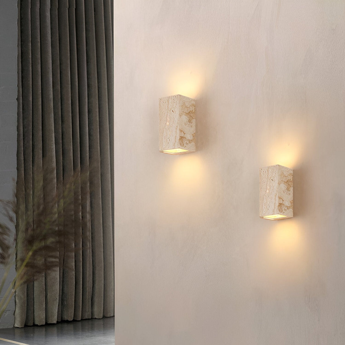 Outdoor LED Sconce Natural Stone Up-Down Light Waterproof Garden Wall Mount Fixture for Patio Entryway Facade 6.3 Inch Travertine Exterior L