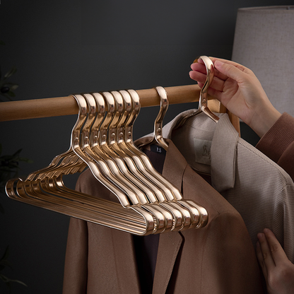 Metal Wardrobe Hangers with Contoured Hook Gold Silver Rose Gold Set Closet Organizer for Coats Shirts Dresses