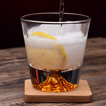Mountain-Carved Rocks Glass with Wooden Gift Box – Handcut Crystal Tumbler for Spirits & Cocktails