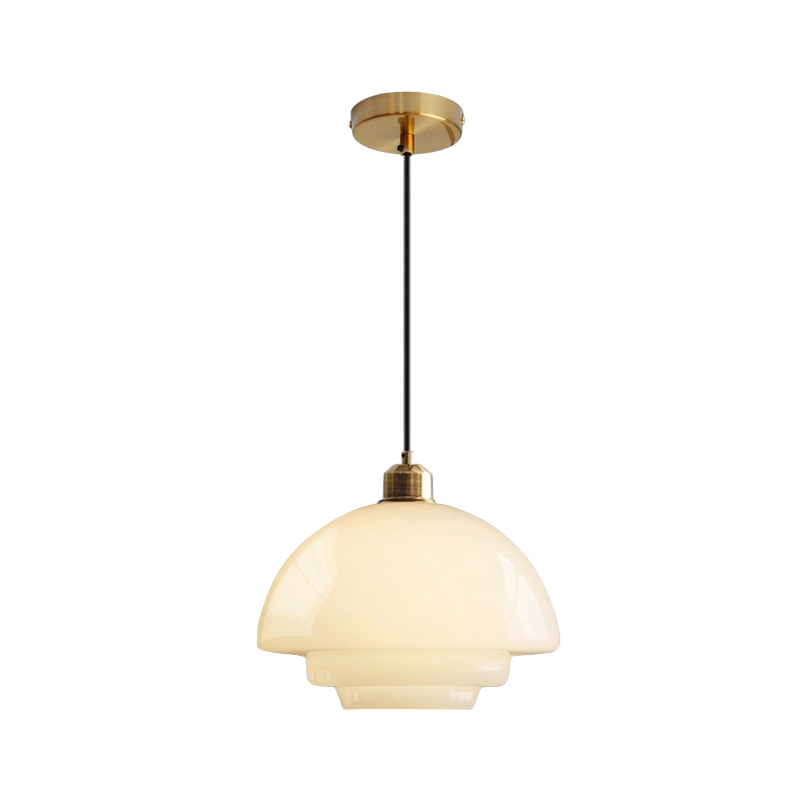 Plafonnier globe en verre dépoli avec douille E27 pour îlot de cuisine, table à manger, couloir, entrée, chambre | Suspension blanche style milieu du siècle pour salon