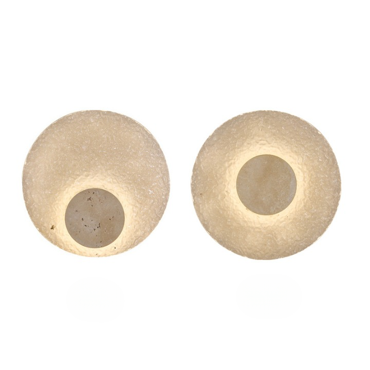 Circular Stone-Effect LED Sconce 12-Inch Diameter Flush-Mount Fixture for Hallways Bedrooms Living Rooms Modern Minimalist Design with Adjus