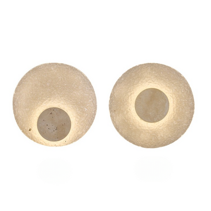 Round Stone Sconce with Acrylic Diffuser 12 Inch LED Warm White or Tri-Color Indoor Accent Light for Bedrooms Entryways Modern Interiors Nat