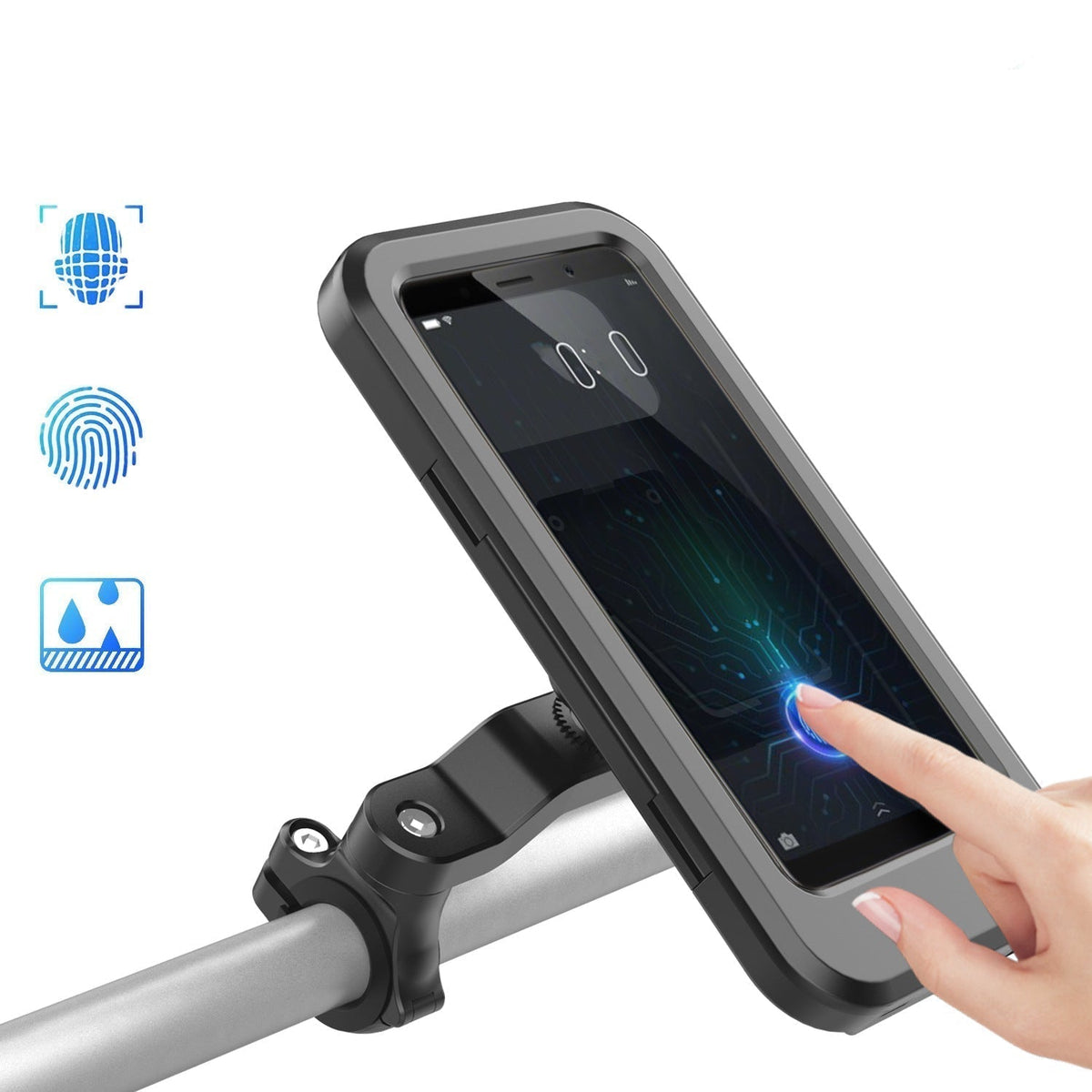 Waterproof Bike Phone Mount with Wireless Charging & 5000mAh Power Bank for E-Bikes & Motorcycles