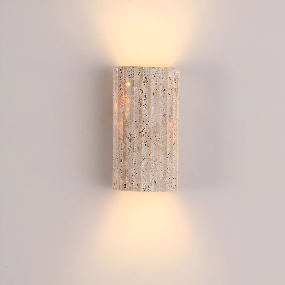 Travertine Sconce Fixture 6.5 Inch Bidirectional Illumination Indoor Outdoor Corridor Entry Facade Architectural Hardscape Garden Terrace Co