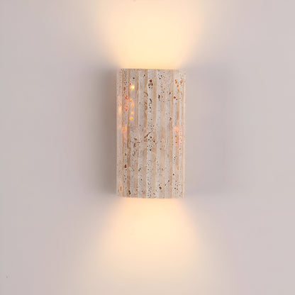 Travertine Sconce Fixture 6.5 Inch Bidirectional Illumination Indoor Outdoor Corridor Entry Facade Architectural Hardscape Garden Terrace Co