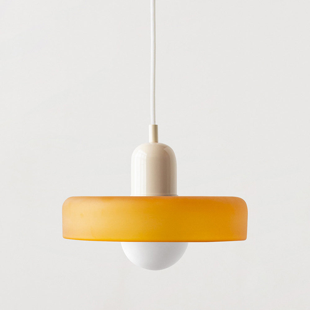 Handcrafted Art Glass Dome Pendant Light, Adjustable Modern Hanging Fixture for Dining Room Kitchen Island Living Room