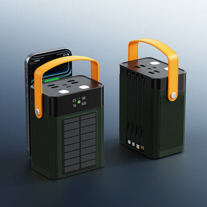 EcoCharge | Batterie externe solaire portable avec gestion des câbles intégrée et affichage numérique pour une recharge en déplacement