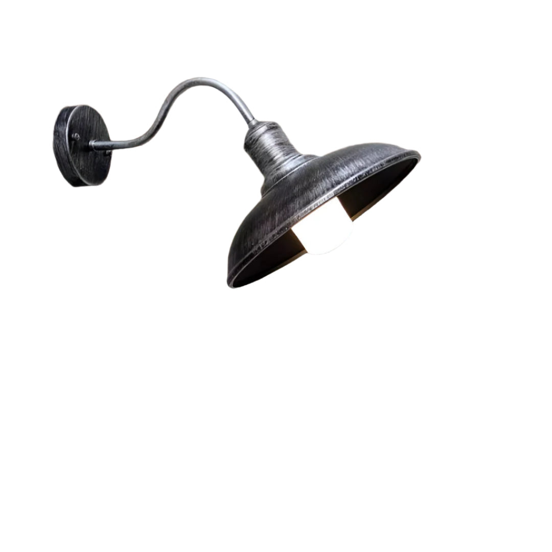 Iron Sconce Fixture with Curved Arm for Patio Garage Barn Entry 9-11 in Shade Weatherproof IP65 LED 1400 Lumen Neutral White Metal Housing