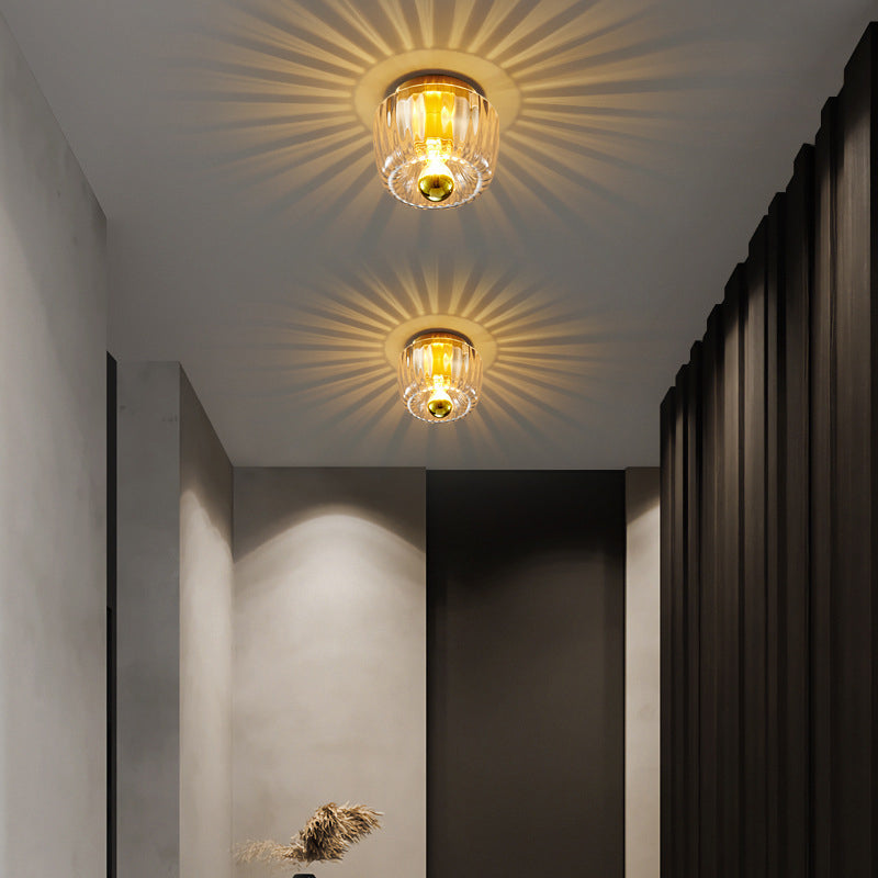Hardwired Ceiling Light 6.3 Inch Gold Finish for Bedroom Living Room Hallway Bathroom Compact Wall Mount E14 E12 Base Compatible with LED In