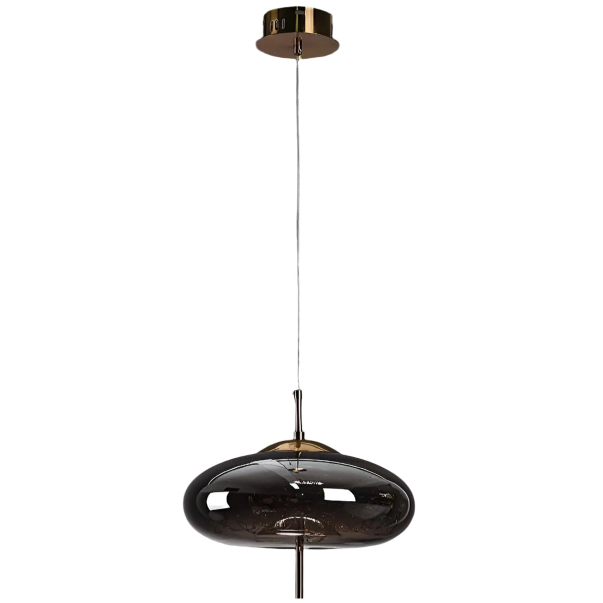 Glass Hanging Fixture with Adjustable Cord for Dining Table & Kitchen Island | Modern Suspended Light in Amber or Gray | Oval Sphere Capsule