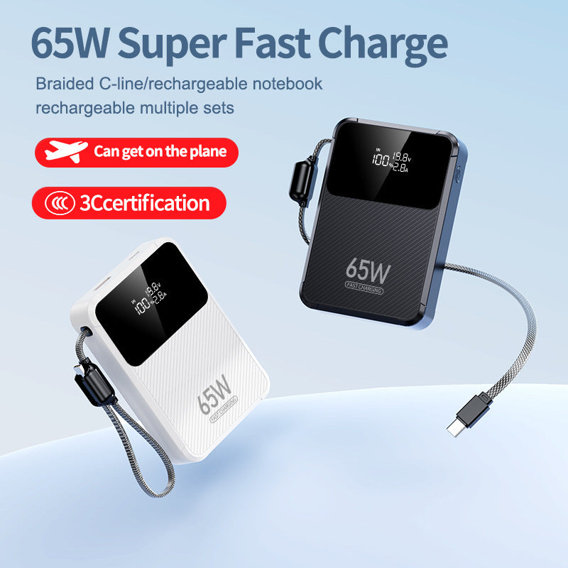 Portable Power Bank with 65W Fast Charging & Digital Display | Multi-Device Charging Solution