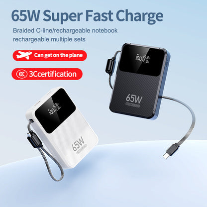 Batterie externe | Chargeur portable 65W avec charge rapide intelligente et affichage numérique | Compatible avec plusieurs appareils pour une alimentation en déplacement