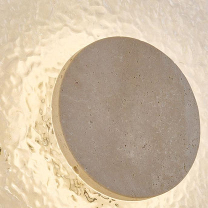 Circular Stone-Effect LED Sconce 12-Inch Diameter Flush-Mount Fixture for Hallways Bedrooms Living Rooms Modern Minimalist Design with Adjus