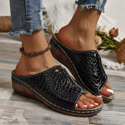Women's Arch Support Slide Sandals – Cushioned Wedge Footbed for Plantar Fasciitis Relief, All-Day Comfort & Posture Alignment