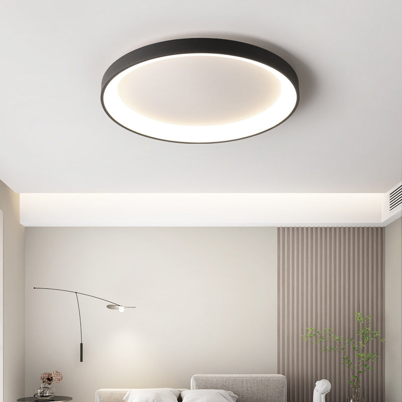 Multi-Ring LED Flush Mount Fixture 43 × 24 Inch Black Metal & Acrylic Contemporary Overhead Lighting for Dining Room Office Open Floor Plan