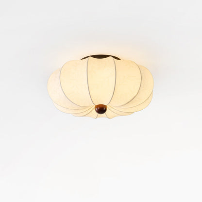 Plafonnier tambour en tissu blanc de 16 pouces, luminaire rond pour chambres, entrées et salles à manger, montage encastré profil bas