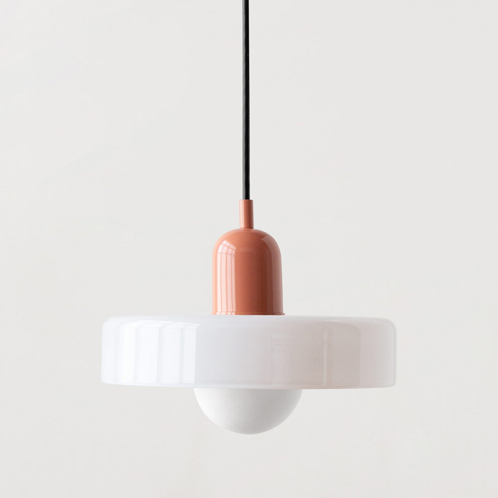 Colored Glass Pendant Light with Adjustable Cord for Dining Room & Living Room – Mid-Century Modern Geometric Hanging Fixture