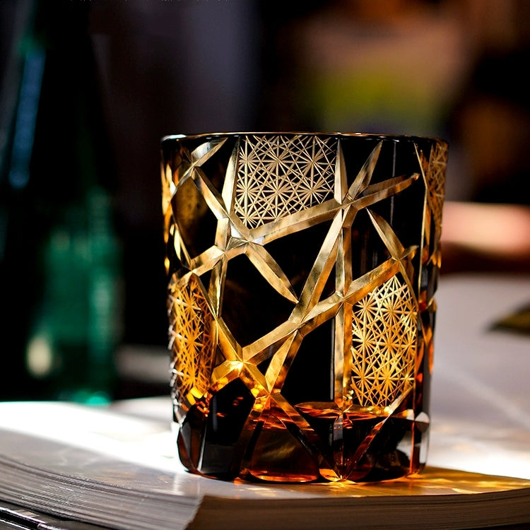 Japanese Cut Crystal Whisky Glass with Gift Box Lightning Pattern Barware for Scotch Bourbon Cocktails Home Bar Décor Artisan Glassware Coll