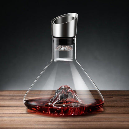 Waterfall-Style Glass Wine Aerator Decanter for Red & White Wine Tasting, Hand-Blown Crystal Pourer for Dinner Parties & Home Bar