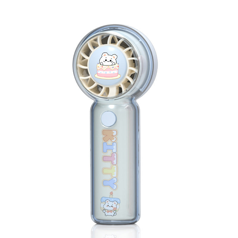 Handheld USB Rechargeable Fan – Cute Cat Design for Quiet Personal Cooling