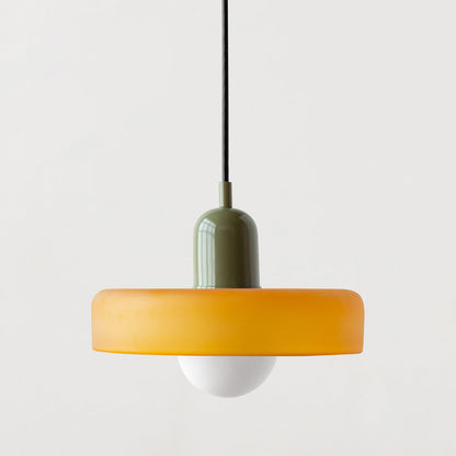 Colored Glass Pendant Light with Adjustable Cord for Dining Room & Living Room – Mid-Century Modern Geometric Hanging Fixture