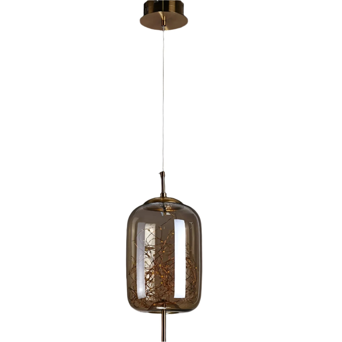 Glass Hanging Fixture with Adjustable Cord for Dining Table & Kitchen Island | Modern Suspended Light in Amber or Gray | Oval Sphere Capsule
