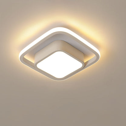 Dual-Loop LED Flush Mount Light Fixture Black Warm Glow for Entryways Contemporary Rooms Apartment Ceilings Low-Profile