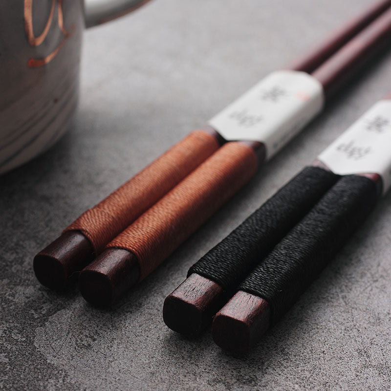 Handcrafted Wooden Chopsticks with Decorative Thread & Gift Box for Asian Dining