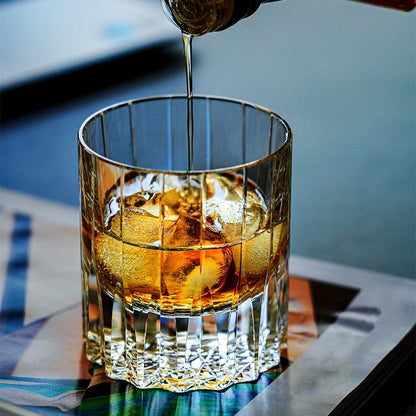 Hand-Cut Crystal Whisky Tumbler with Diamond Facets in Presentation Box for Bourbon, Scotch & Cocktails