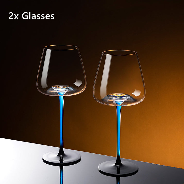 Hand-Painted Stemmed Aerating Decanter & Glassware Set for Red Wine Service | Home Bar & Dining Collection