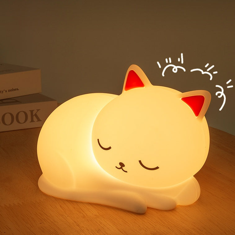 Silicone Cat Night Light with Touch Control & 7 Color Modes – Rechargeable LED Bedside Lamp for Kids & Nursery