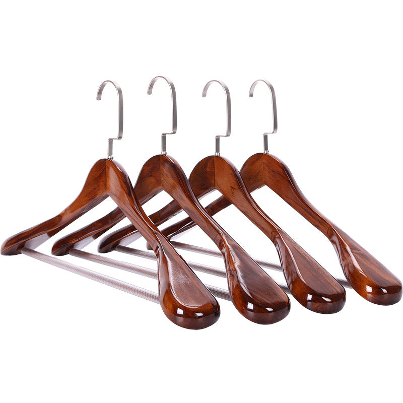 Premium Wooden Suit Hangers with Metal Hook - Dark Brown Contoured Coat Hangers for Jackets, Shirts & Blazers - Heavy-Duty Closet Storage Or