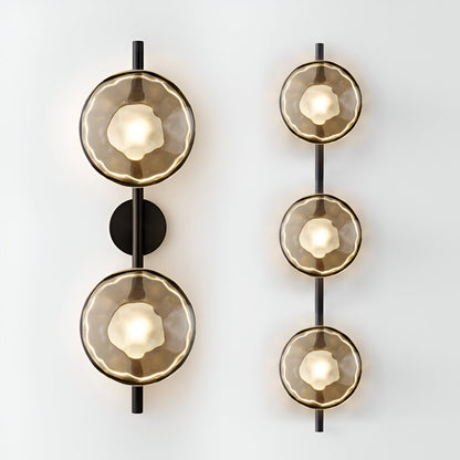 Modern Glass Sconce Light for Bedroom Hallway | Textured LED Wall Fixture Black or Gold Finish | Indoor Ambient Lighting