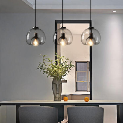 Adjustable Hanging Ceiling Light with Smoked Glass Shade 9 Inch for Dining Room Kitchen Bedroom Modern Dome Fixture Hardwired E26 Base
