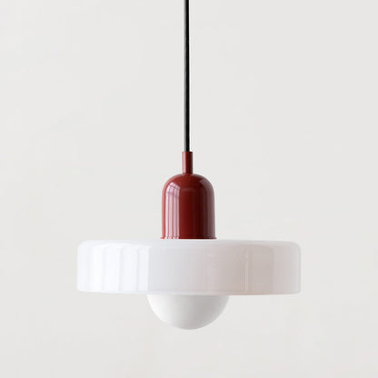 Art Glass Dome Pendant Light Fixture with Adjustable Cord for Kitchen Island Dining Room Bedroom | Modern Round Ceiling Hanging Lamp
