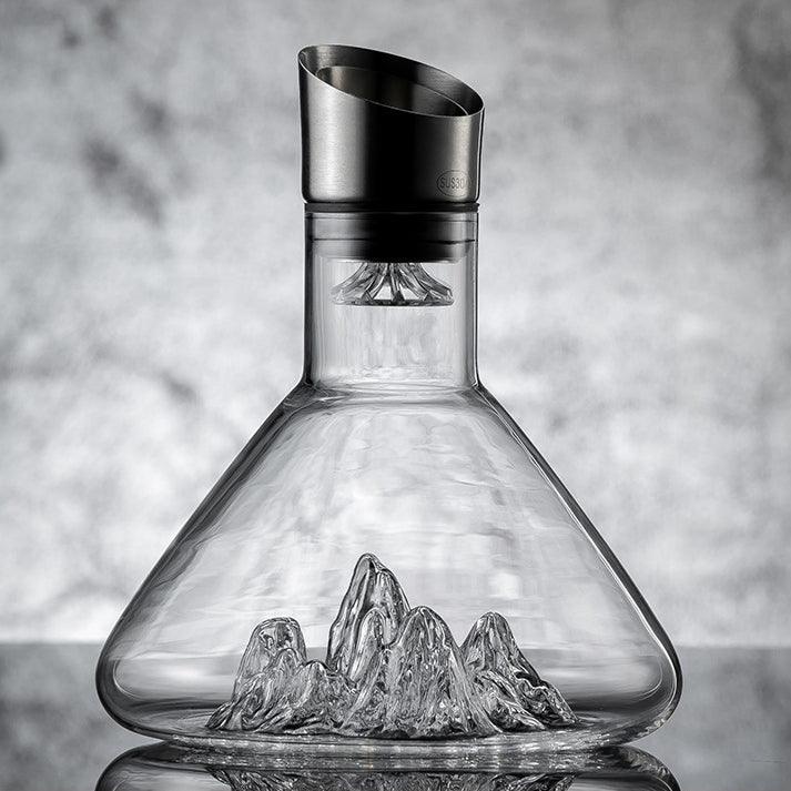 Waterfall-Style Glass Wine Aerator Decanter for Red & White Wine Tasting, Hand-Blown Crystal Pourer for Dinner Parties & Home Bar