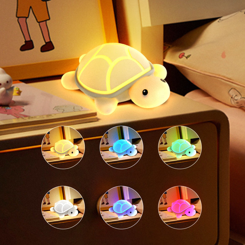 Touch-Activated LED Turtle Night Light with Color-Change Shell & Auto-Off Timer for Kids