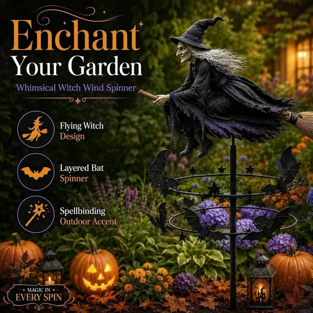 Moonspell™ – Enchanted Witch Wind Spinner