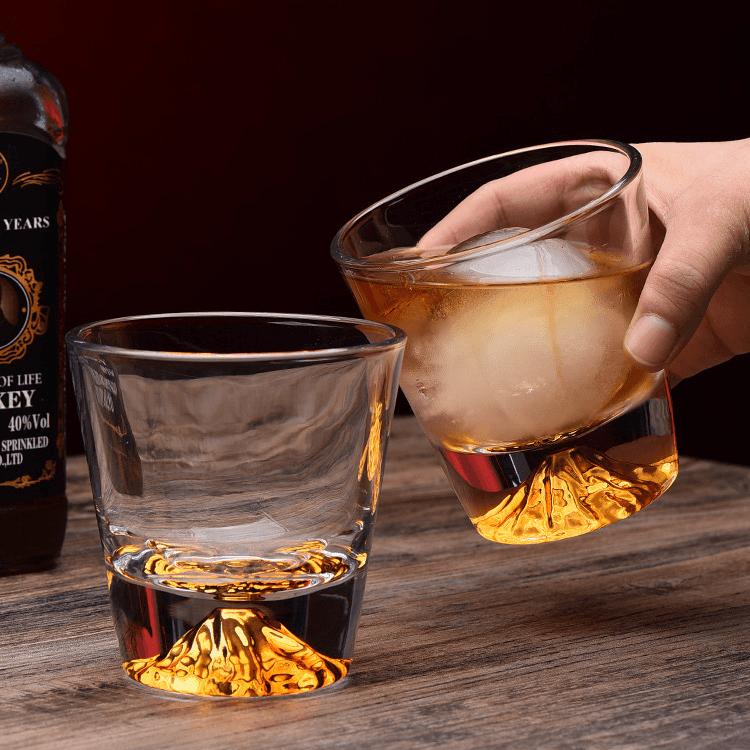 Cut Crystal Rocks Glass for Bourbon & Scotch – Japanese-Inspired Tumbler with Wood Gift Box for Home Bar & Entertaining