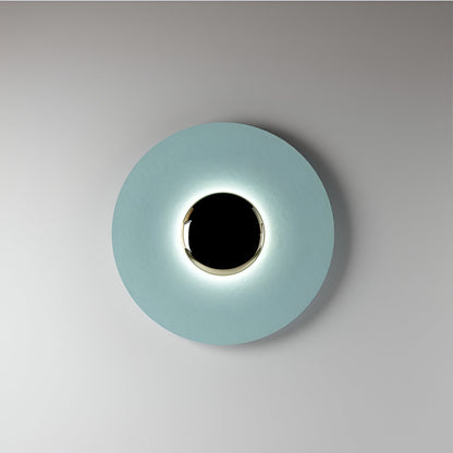 Round Iron LED Wall Sconce 16 in Diameter Ambient Light Fixture Hallway Bedroom Living Room Contemporary Circle Mount
