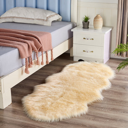 Plush Faux Fur Area Runner 24 × 47 Inches Beige Anti-Slip Backing Hallway Bedroom Entryway Ultra Soft Sheepskin Style Floor Mat for Living R