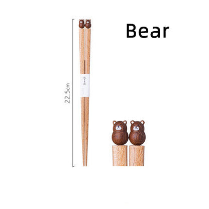 Animal-Themed Training Chopsticks for Kids Wooden Easy-Grip Learning Utensils for Toddlers Small Hands Mealtime Practice Shiba Inu Bunny Bea