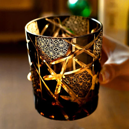 Japanese Cut Crystal Whisky Glass with Gift Box Lightning Pattern Barware for Scotch Bourbon Cocktails Home Bar Décor Artisan Glassware Coll